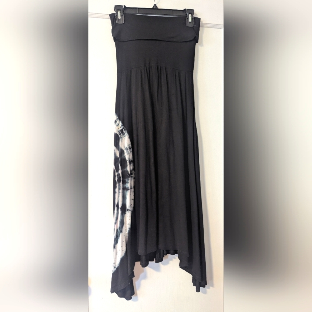 Raviya Stretchy Tie Dye Rhinestone Fold Over Tube Maxi Dress/Skirt Sz Small